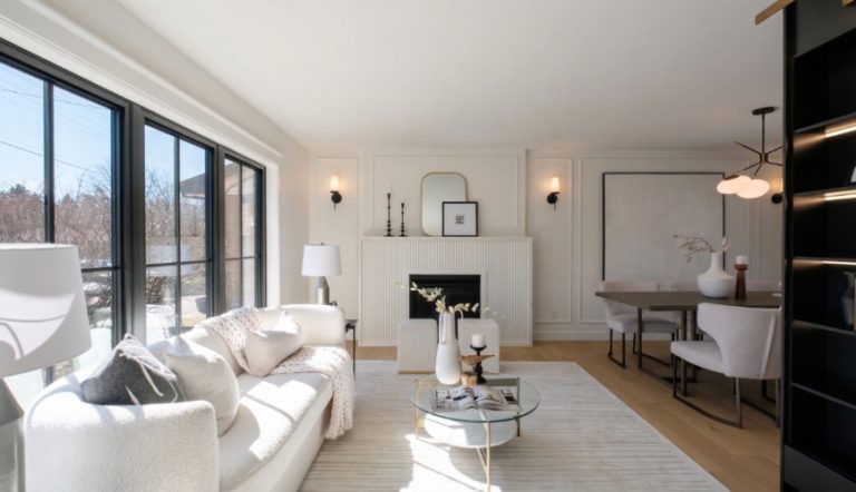 Beautifully renovated living room by TruLink Contstruction.